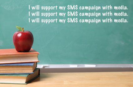 chalkboard with I will support my SMS campaign with media written on it